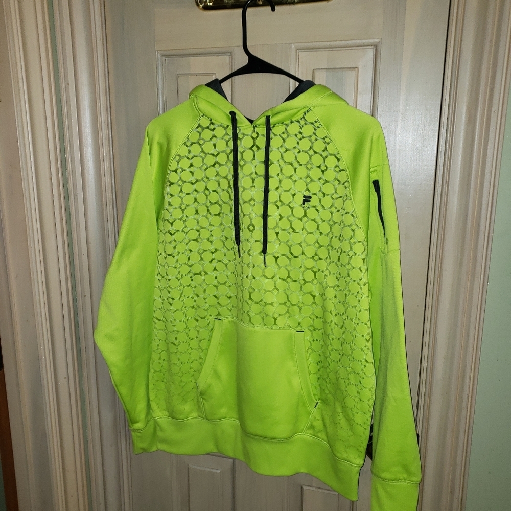 Mens sz M Fila bright green Hoodie Sweatshirt